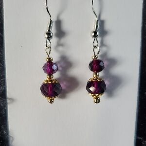 Elegant Purple and Gold Beaded Earrings